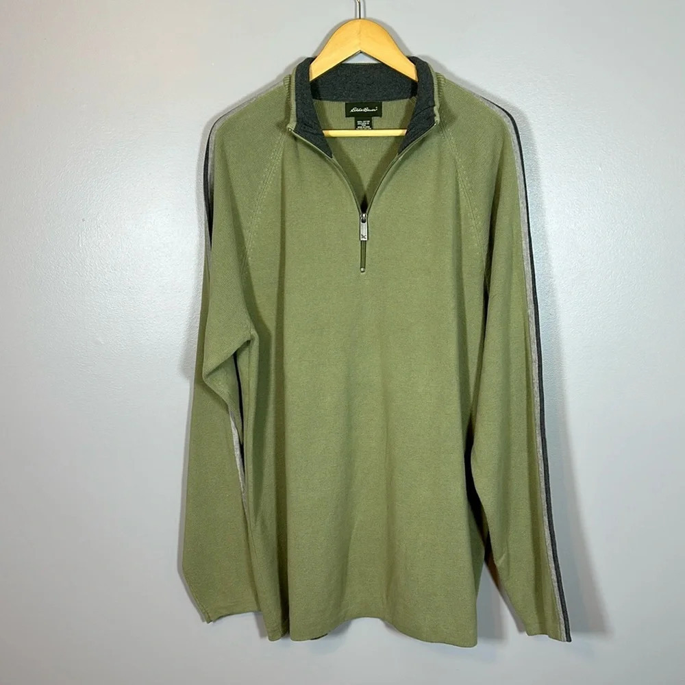 Eddie Bauer 1/4 Zip Long Sleeve Sweater Mens XLT